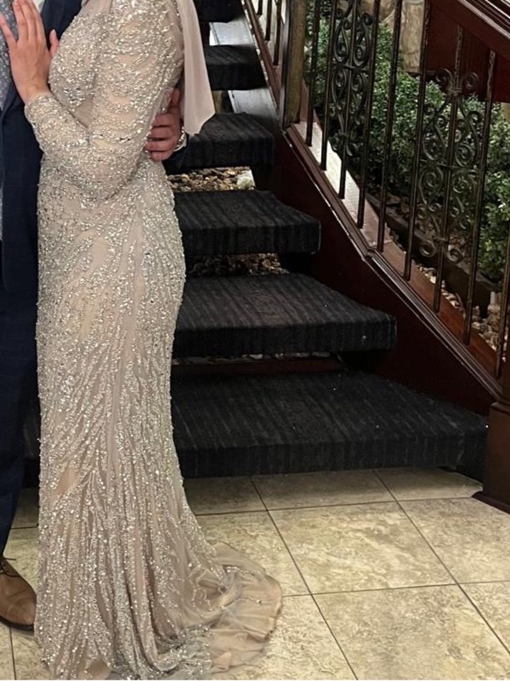Bejeweled Champagne Evening Gown